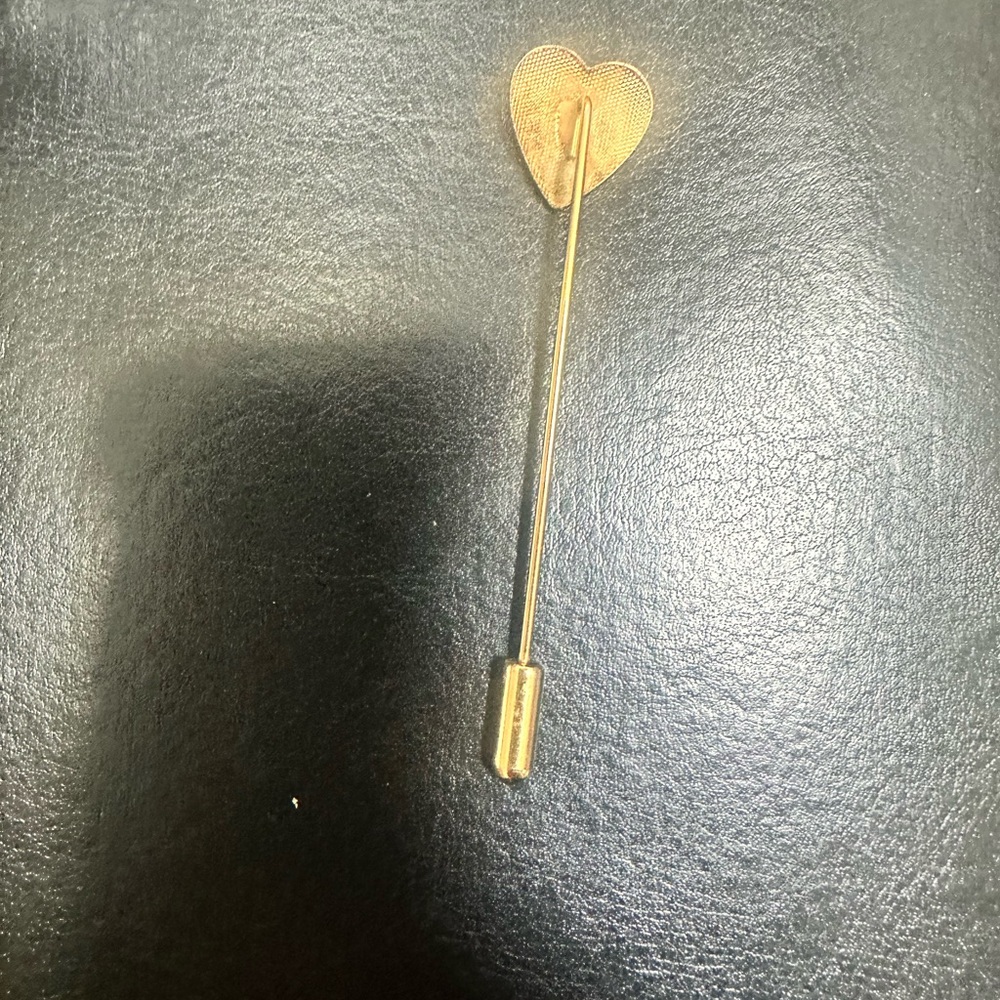 Vintage Blue Heart Floral Stick Pin - Picture 3 of 4